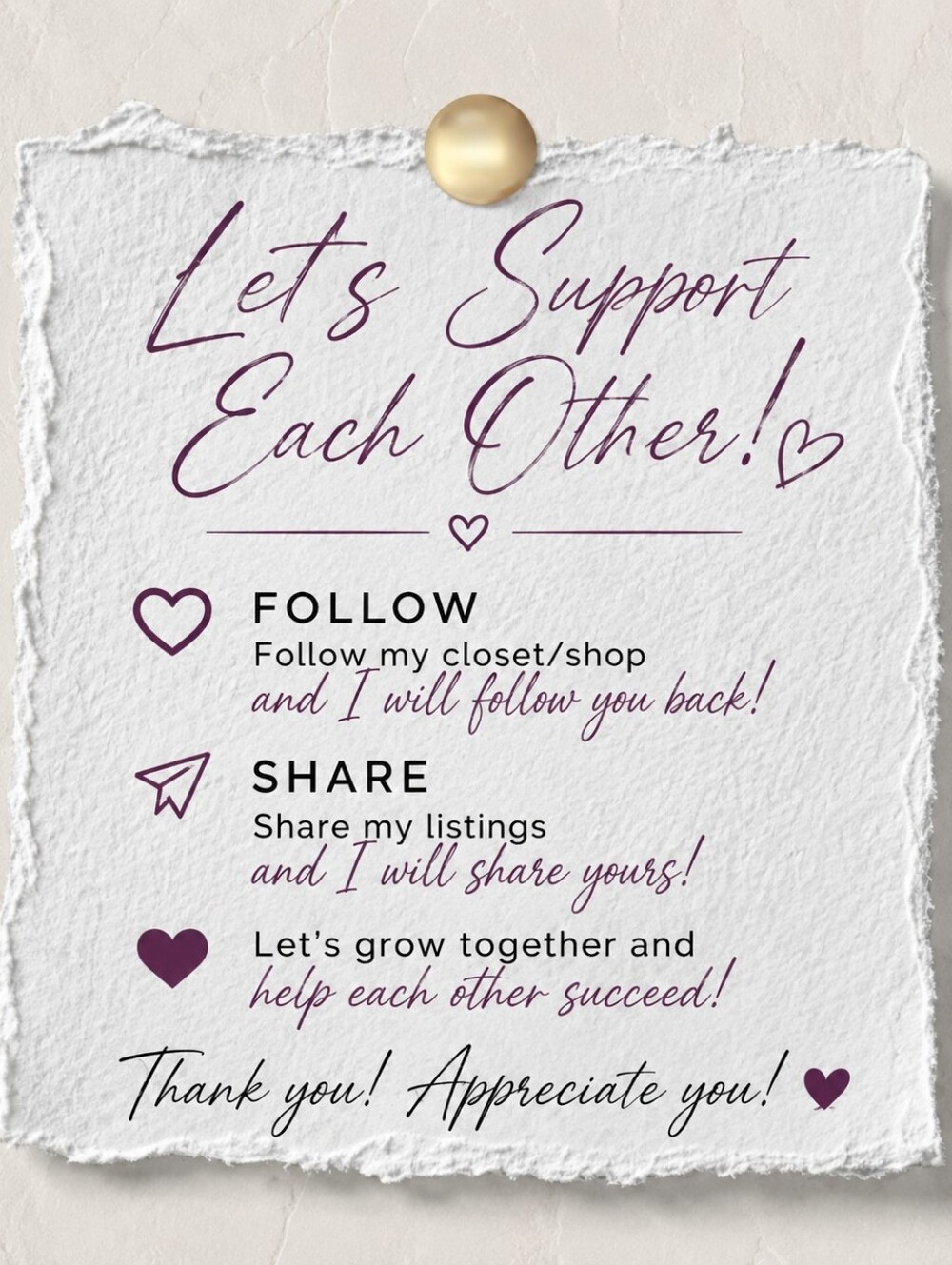 LET'S SUPPORT EACH OTHER!